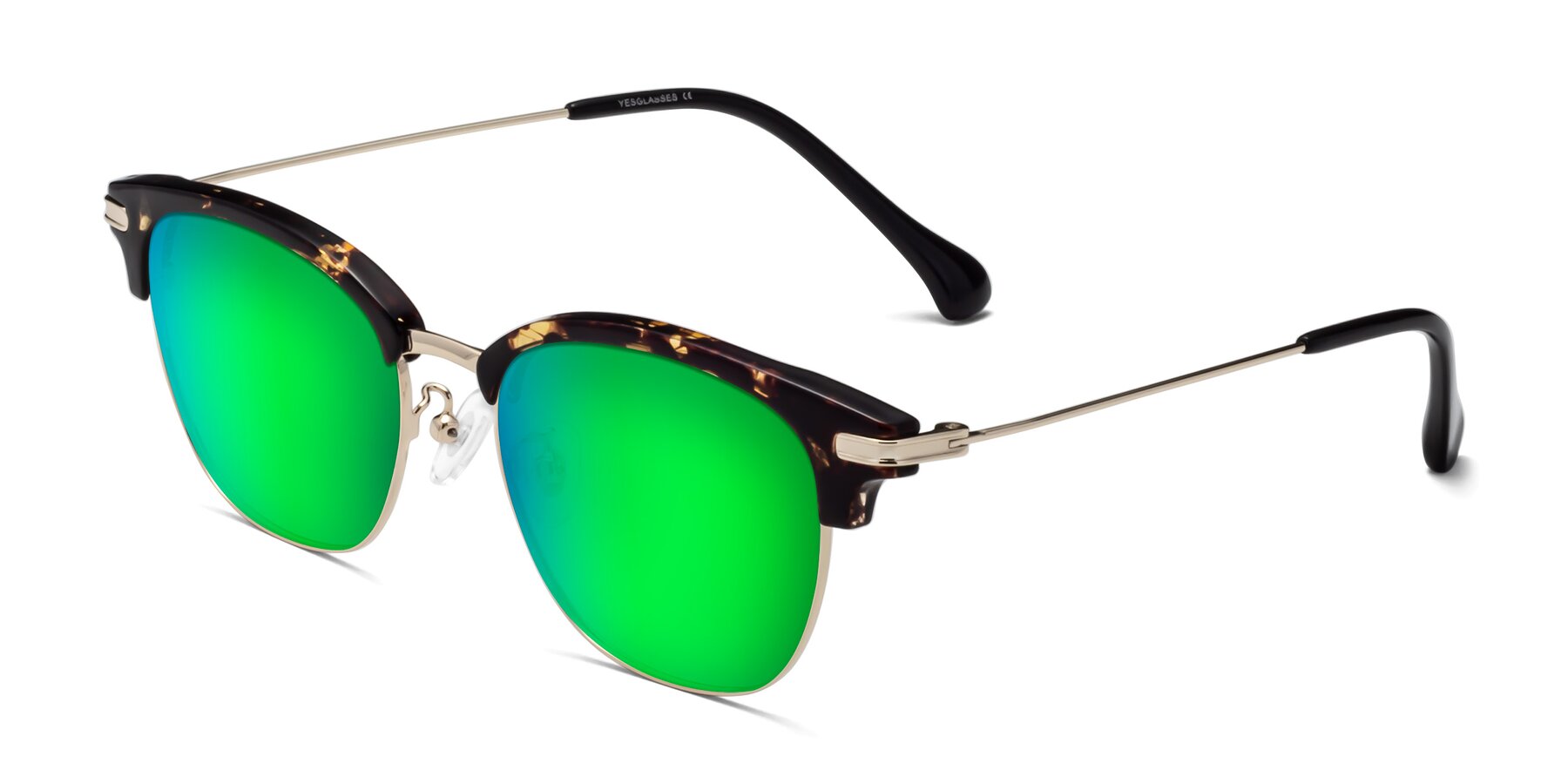 Angle of Obrien in Tortoise with Green Mirrored Lenses