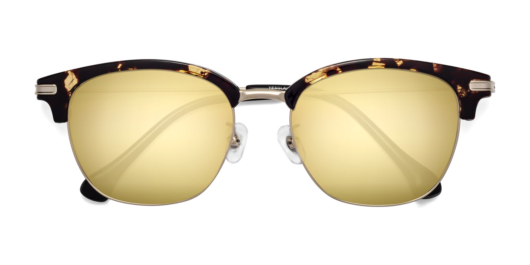 Folded Front of Obrien in Tortoise with Gold Mirrored Lenses