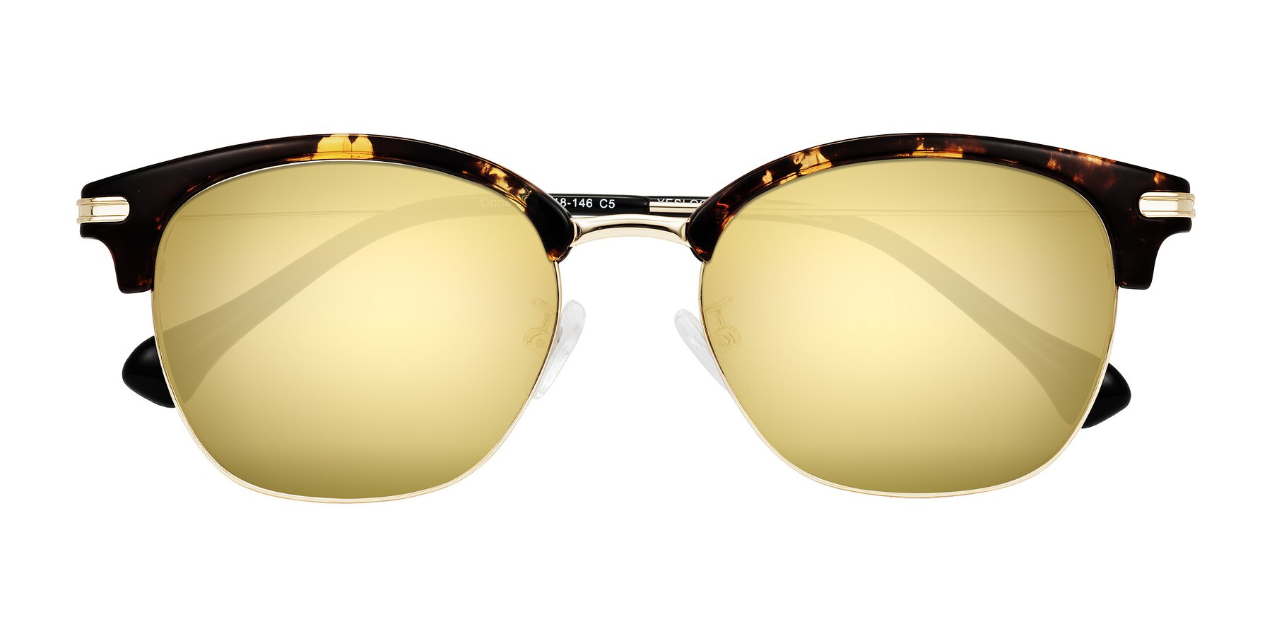 Folded Front of Obrien in Tortoise with Gold Mirrored Lenses