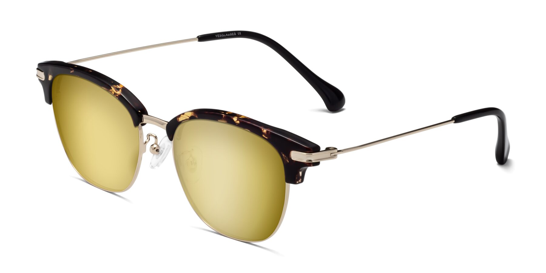 Angle of Obrien in Tortoise with Gold Mirrored Lenses