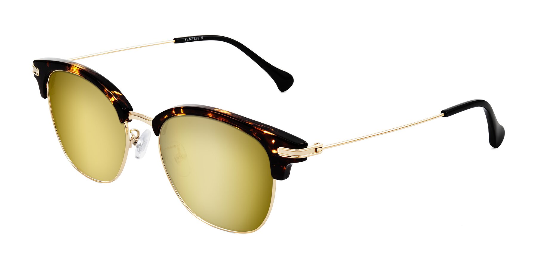 Angle of Obrien in Tortoise with Gold Mirrored Lenses