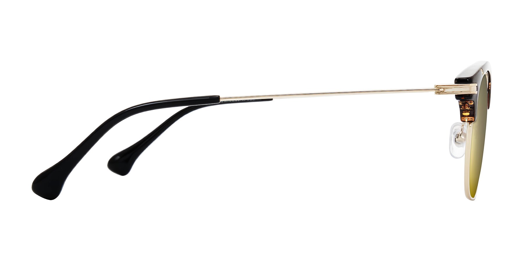 Side of Obrien in Tortoise with Gold Mirrored Lenses