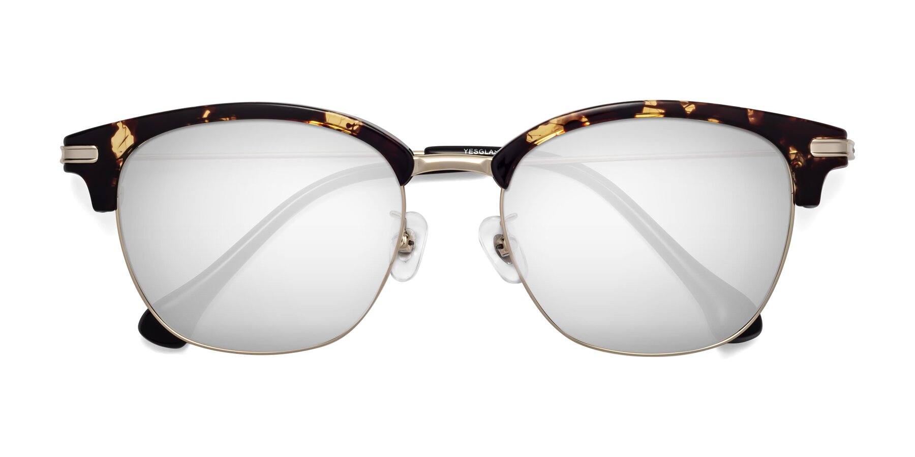 Folded Front of Obrien in Tortoise with Silver Mirrored Lenses