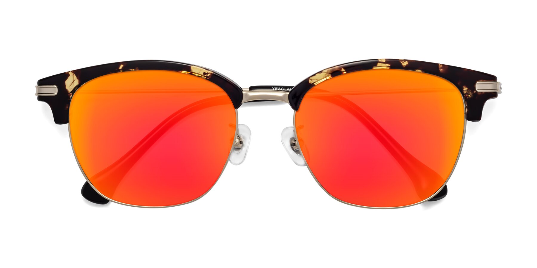 Folded Front of Obrien in Tortoise with Red Gold Mirrored Lenses