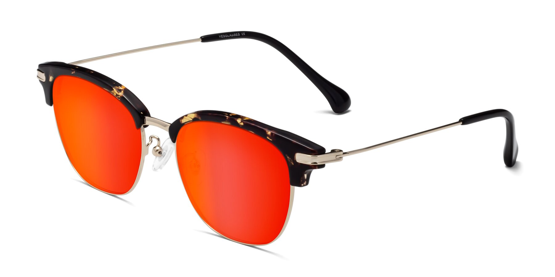Angle of Obrien in Tortoise with Red Gold Mirrored Lenses