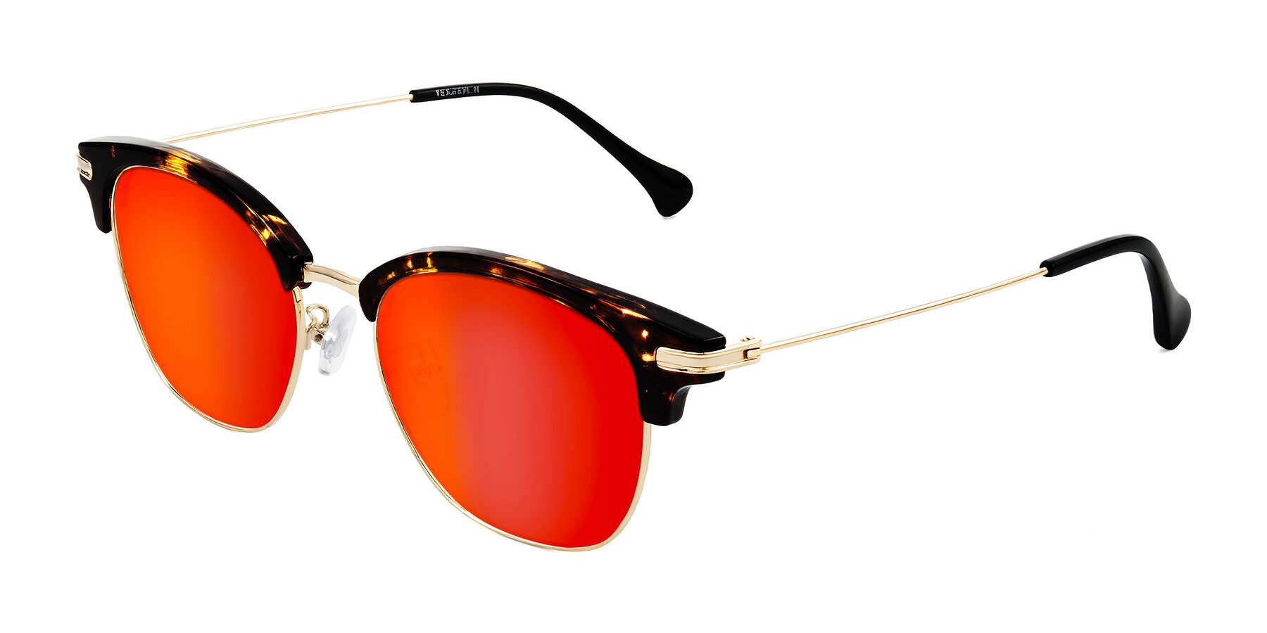 Angle of Obrien in Tortoise with Red Gold Mirrored Lenses