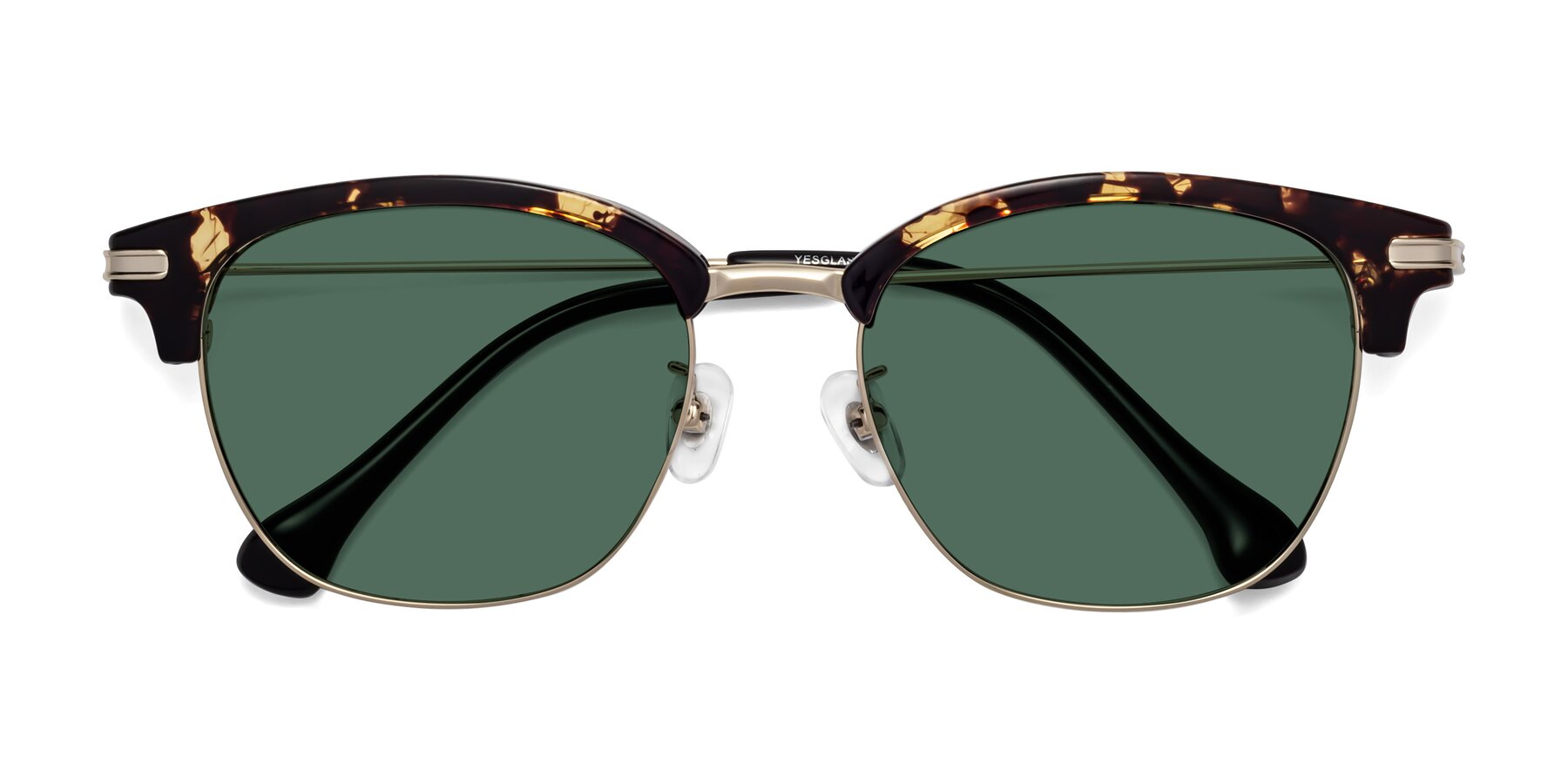 Folded Front of Obrien in Tortoise with Green Polarized Lenses