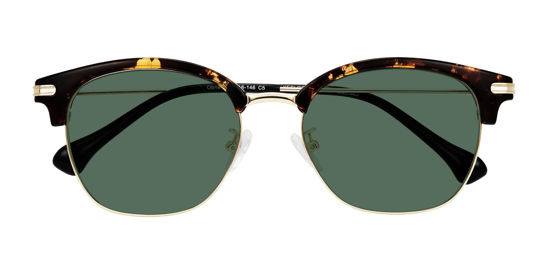 Folded Front of Obrien in Tortoise with Green Polarized Lenses
