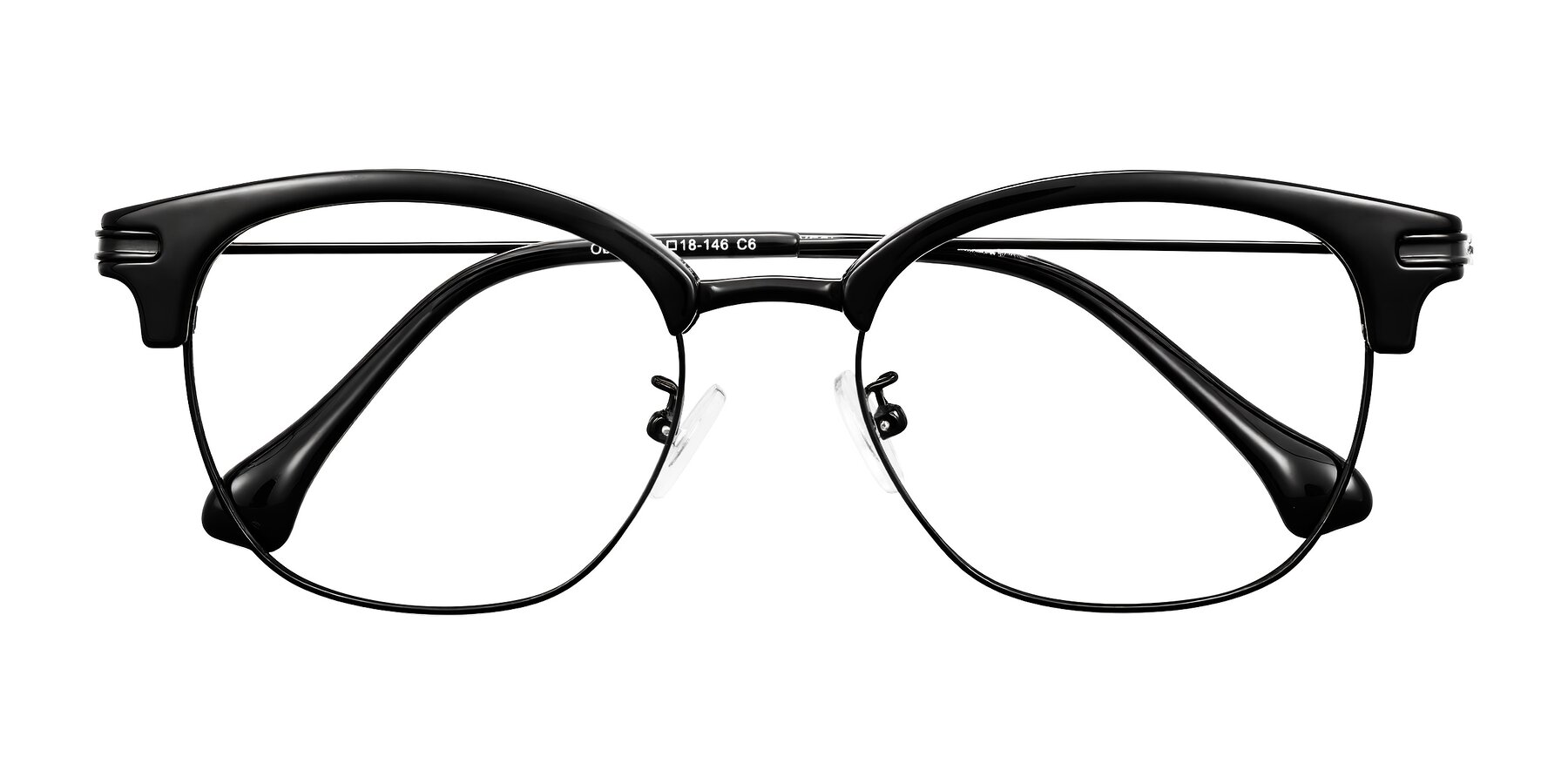 Folded Front of Obrien in Black with Clear Eyeglass Lenses