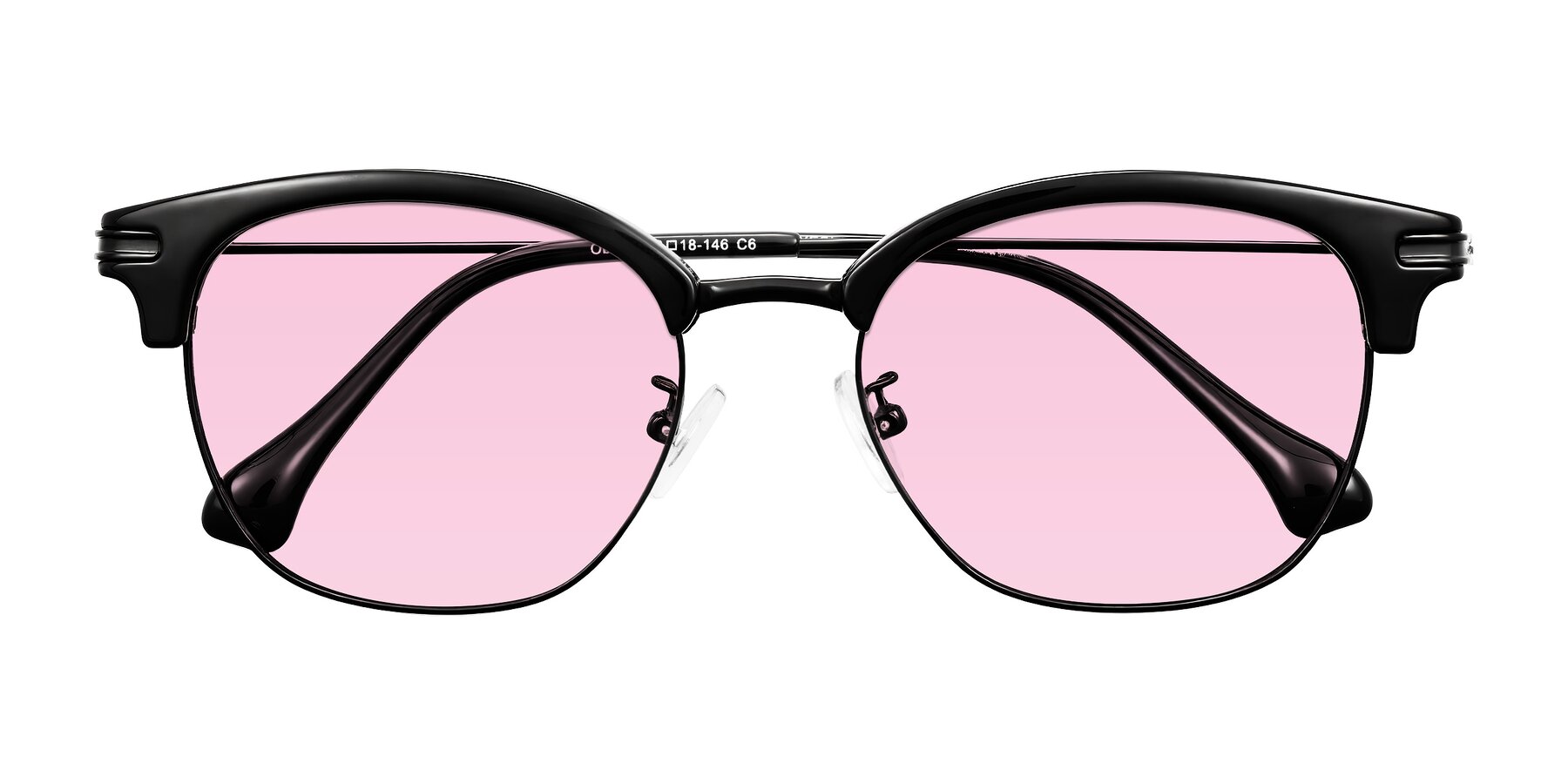 Folded Front of Obrien in Black with Light Pink Tinted Lenses