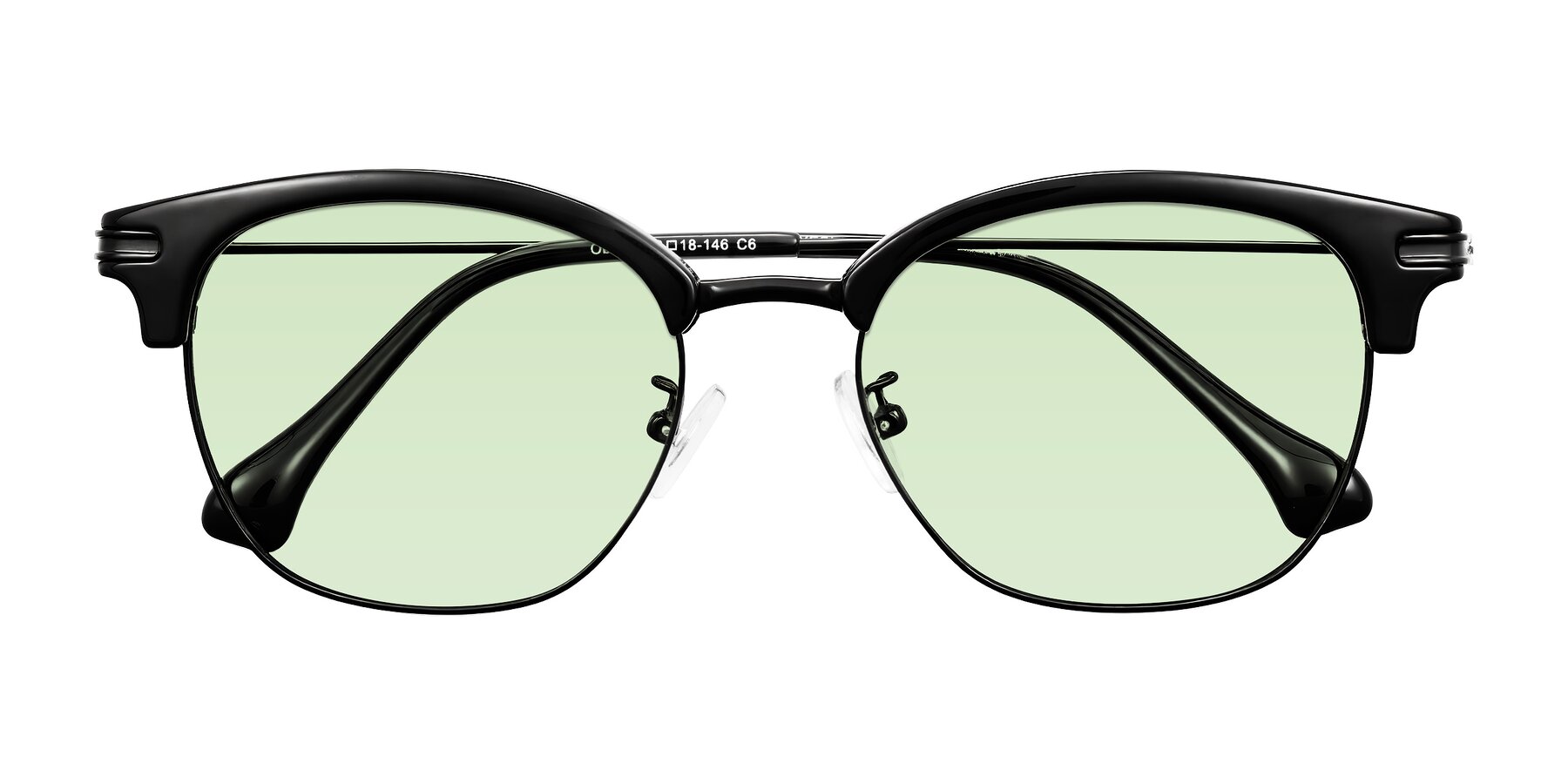 Folded Front of Obrien in Black with Light Green Tinted Lenses