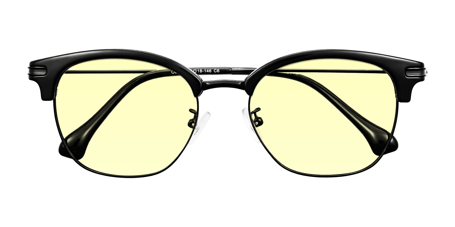 Folded Front of Obrien in Black with Light Yellow Tinted Lenses