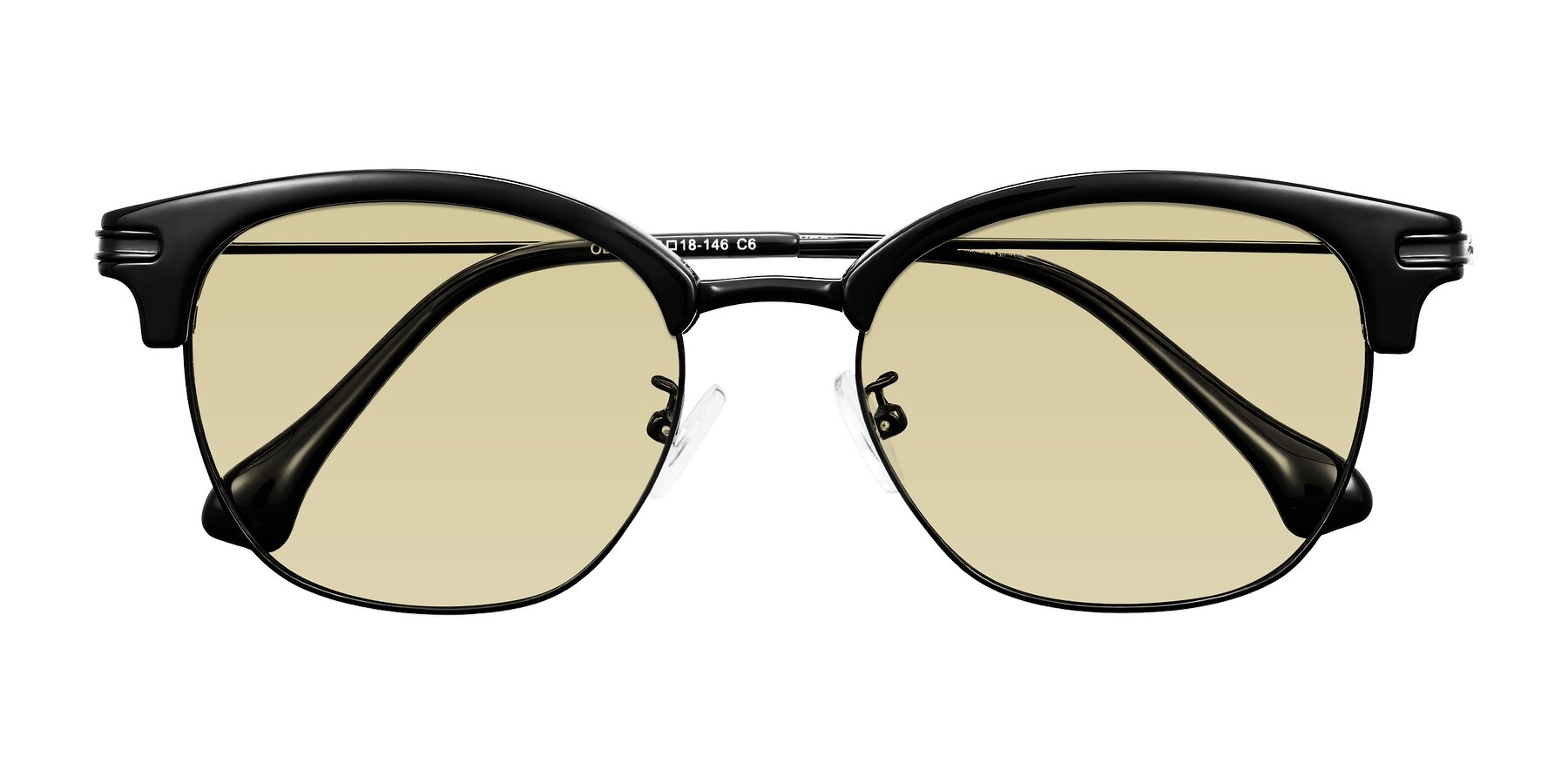 Folded Front of Obrien in Black with Light Champagne Tinted Lenses