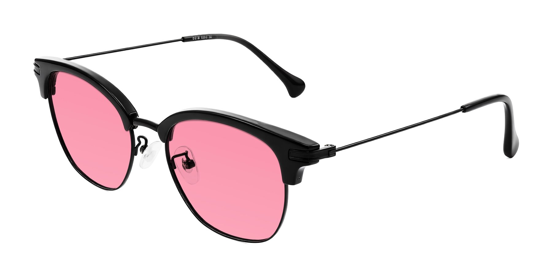Angle of Obrien in Black with Pink Tinted Lenses