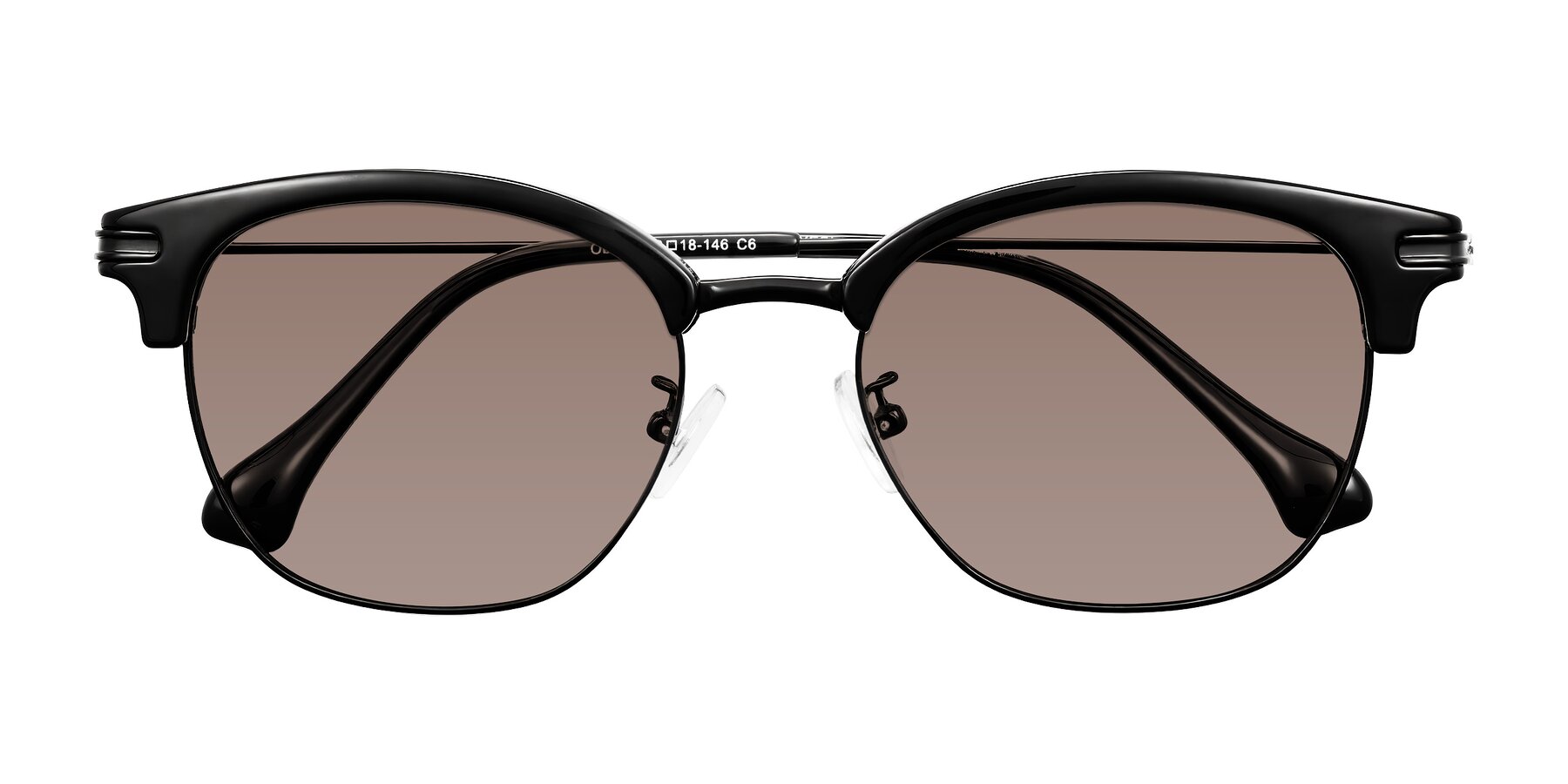 Folded Front of Obrien in Black with Medium Brown Tinted Lenses