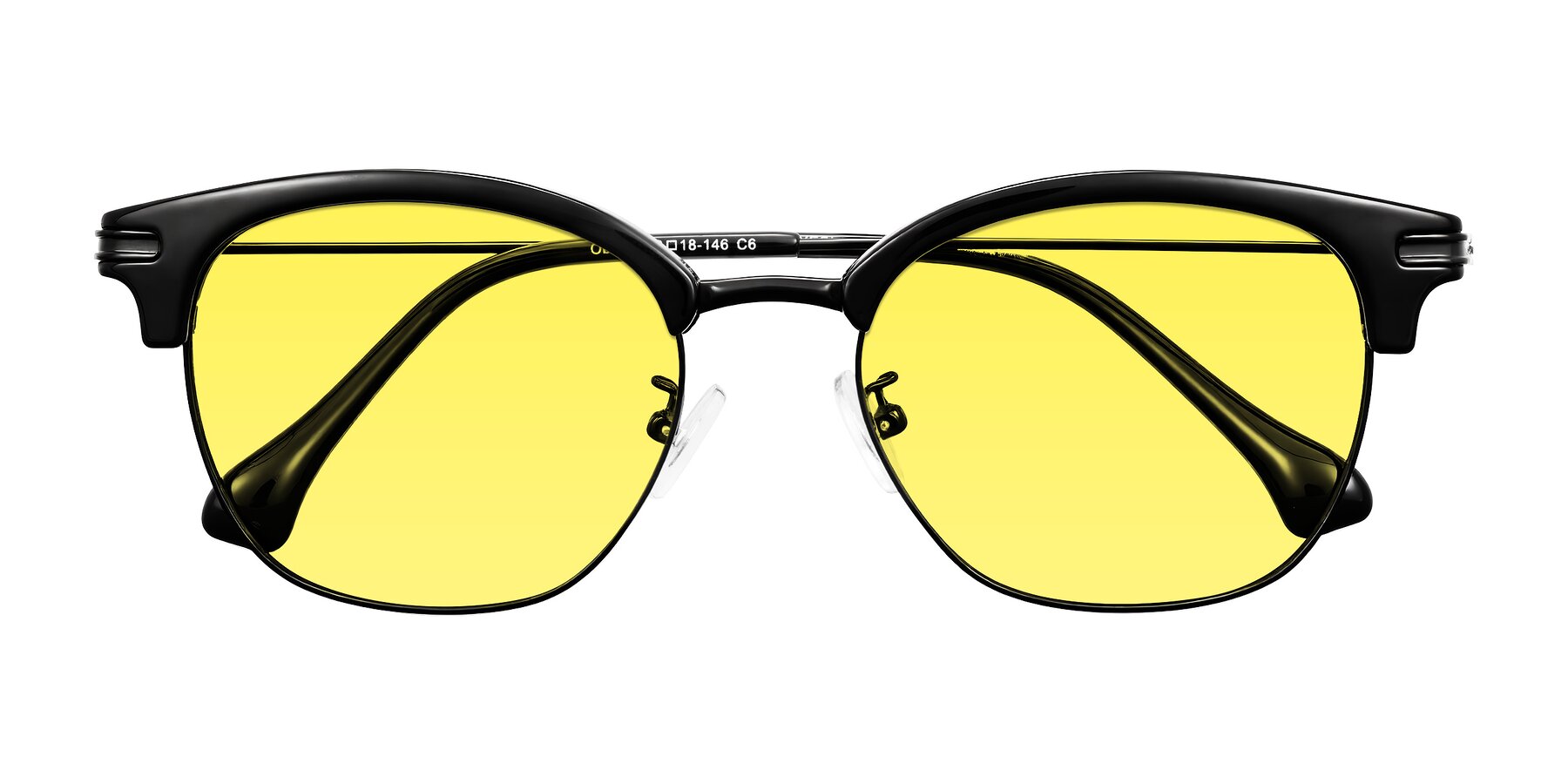 Folded Front of Obrien in Black with Medium Yellow Tinted Lenses