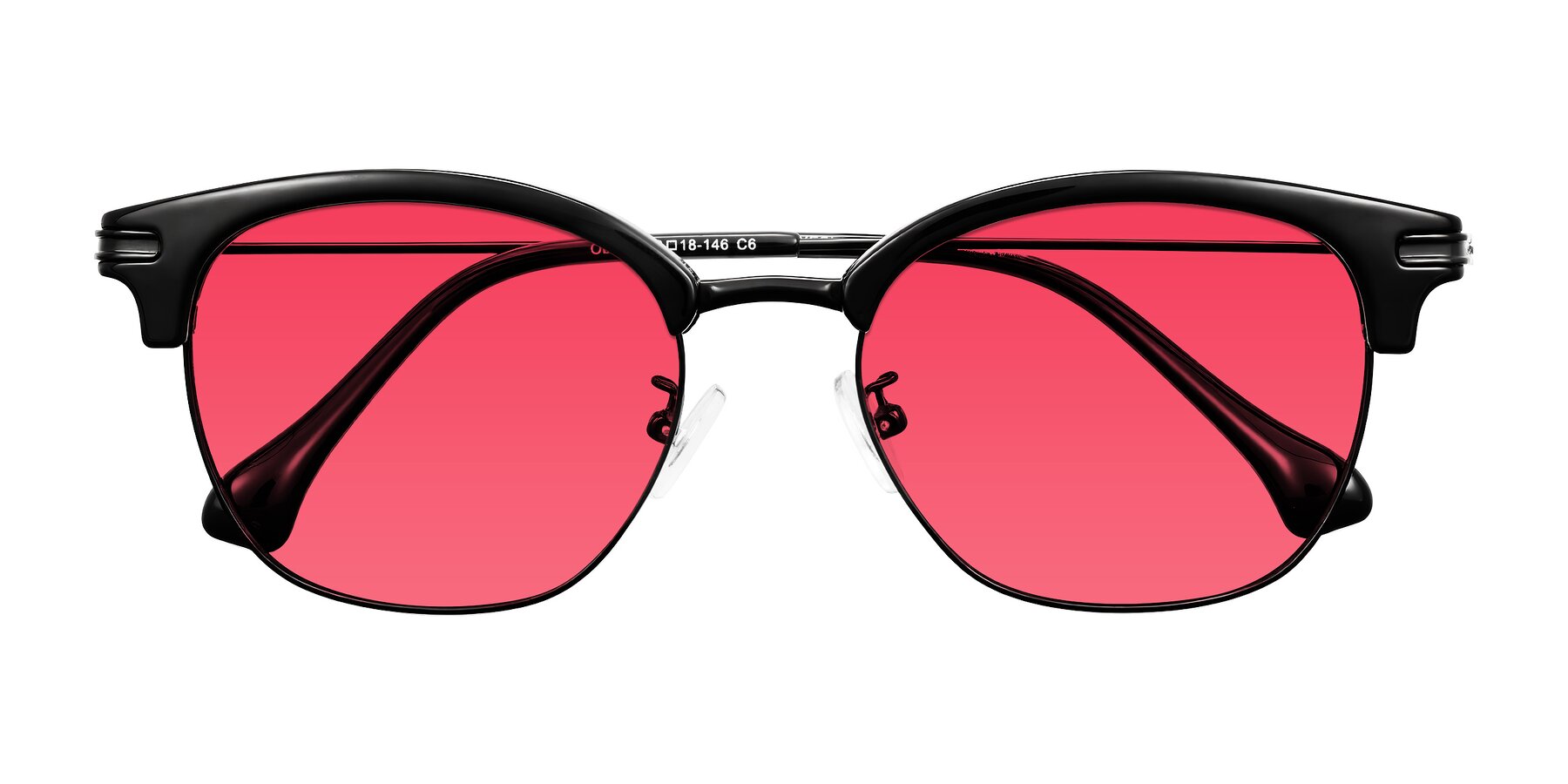 Folded Front of Obrien in Black with Red Tinted Lenses