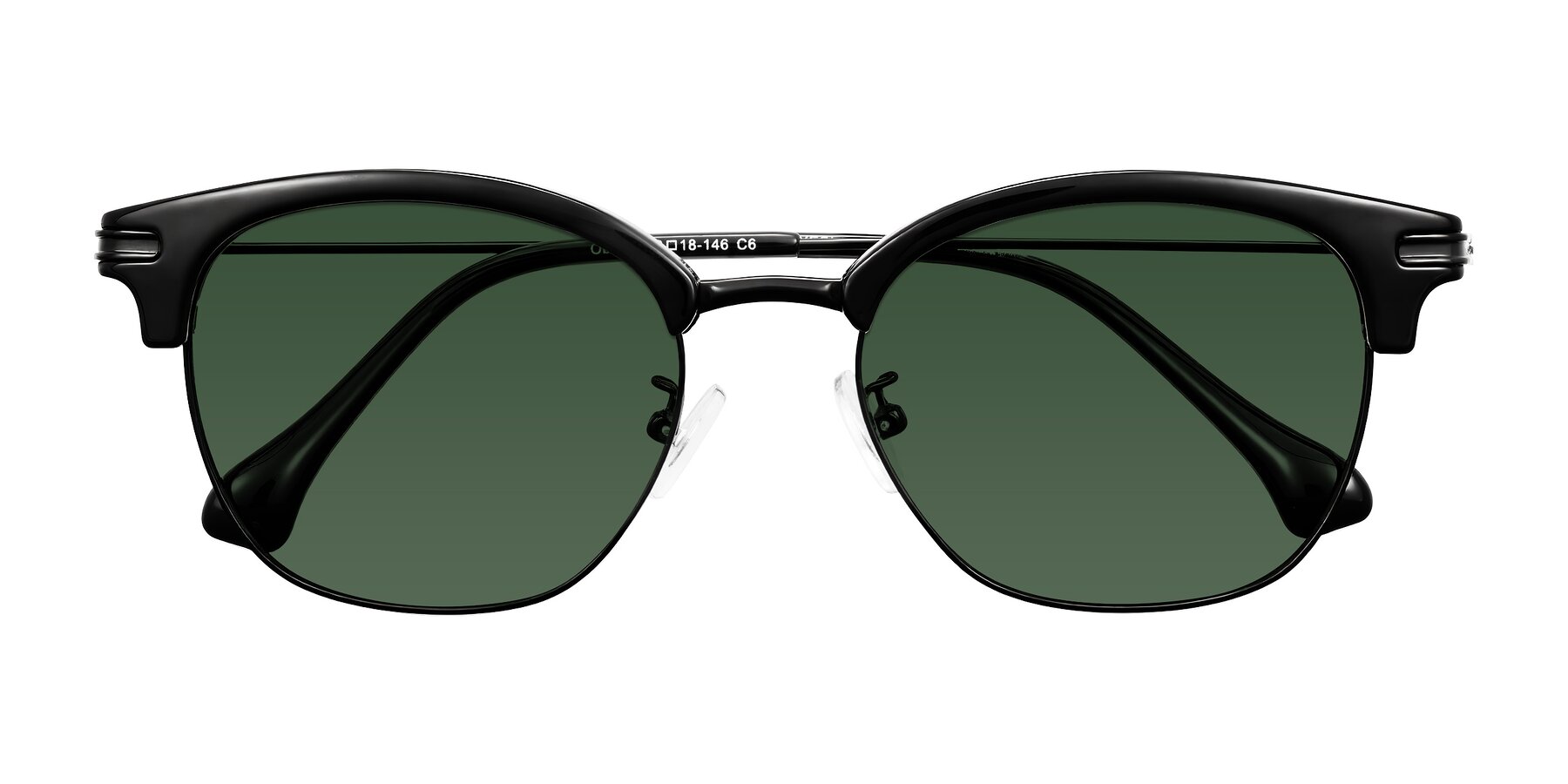 Folded Front of Obrien in Black with Green Tinted Lenses