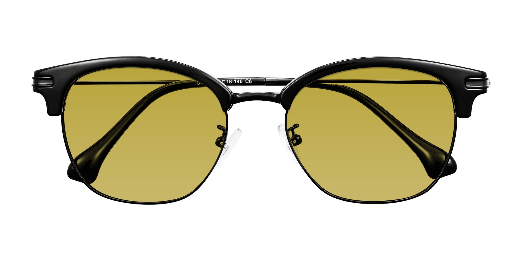 Folded Front of Obrien in Black with Champagne Tinted Lenses