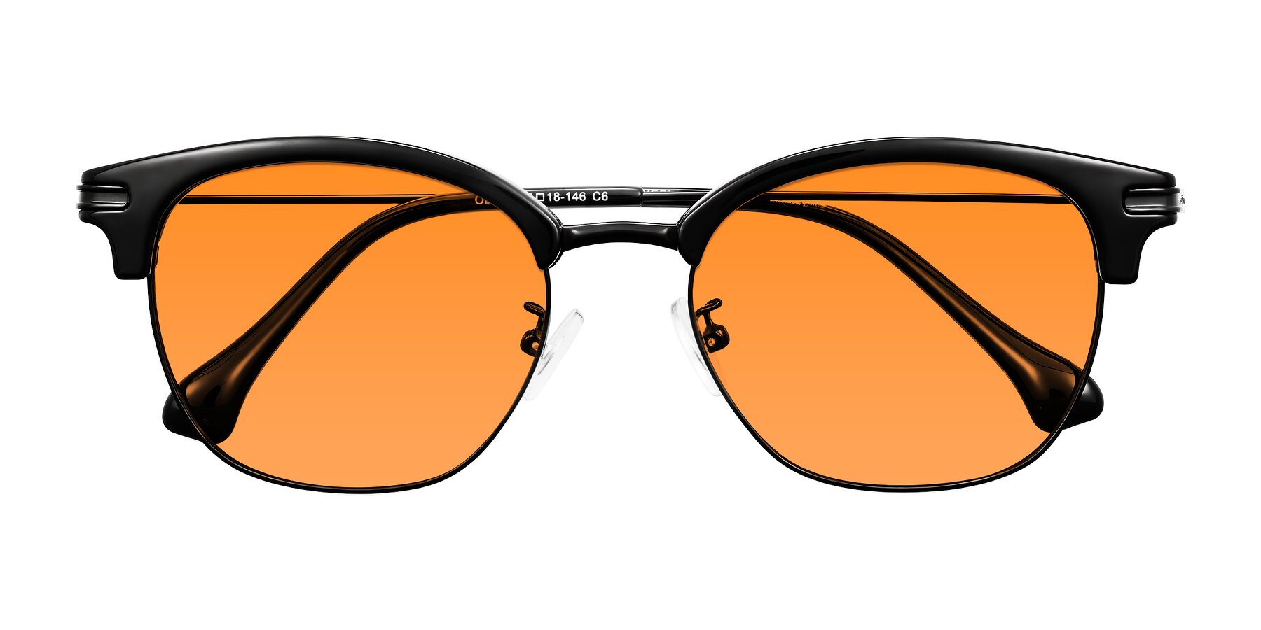 Folded Front of Obrien in Black with Orange Tinted Lenses