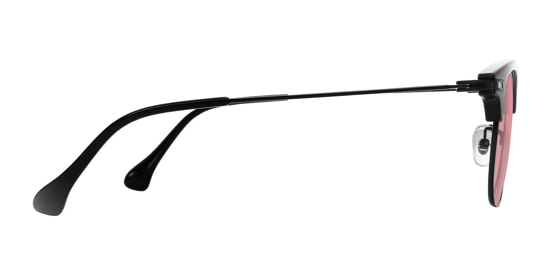 Side of Obrien in Black with Medium Garnet Tinted Lenses