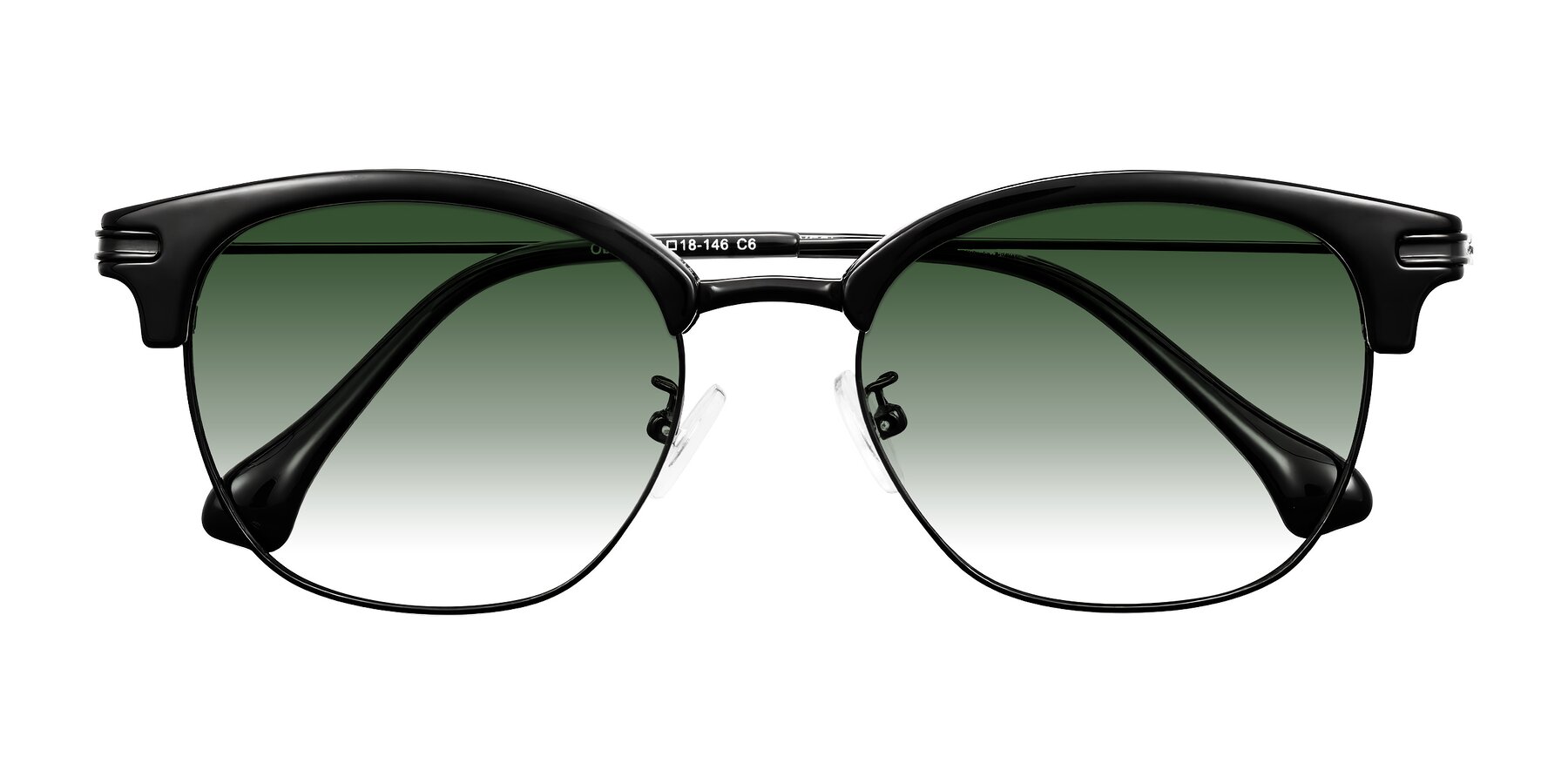 Folded Front of Obrien in Black with Green Gradient Lenses