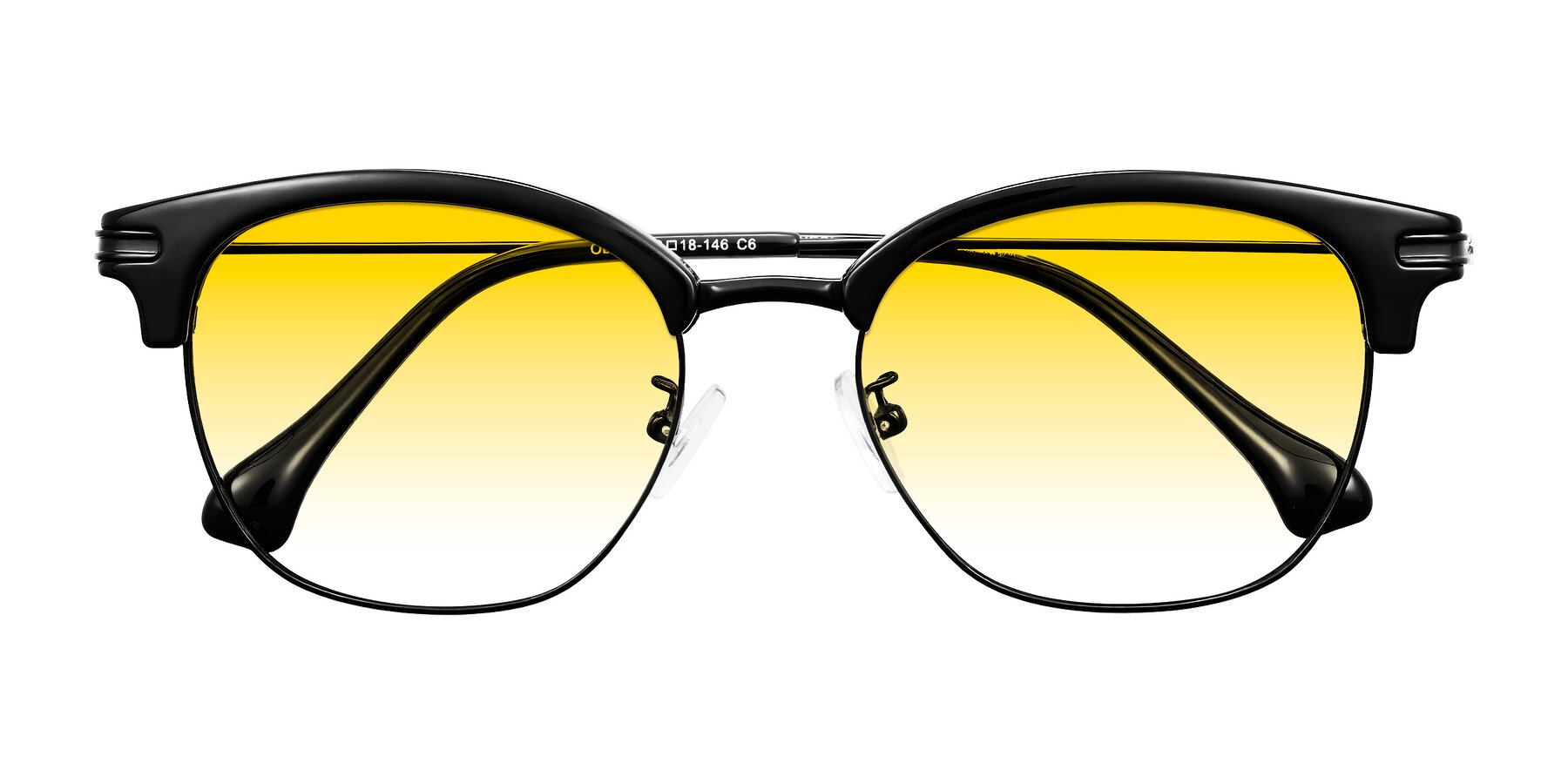 Folded Front of Obrien in Black with Yellow Gradient Lenses