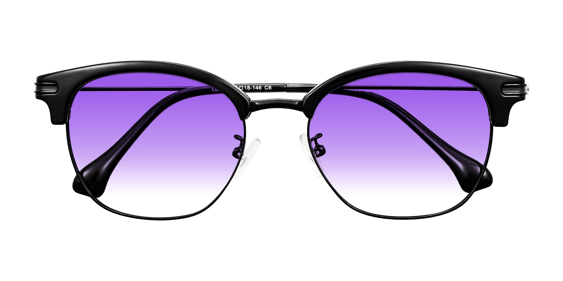 Folded Front of Obrien in Black with Purple Gradient Lenses