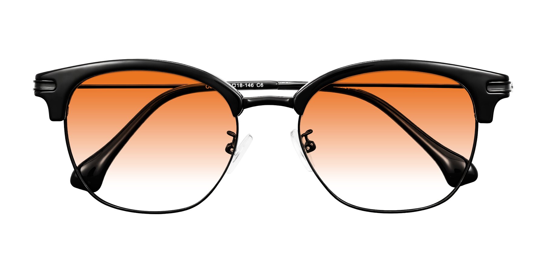 Folded Front of Obrien in Black with Orange Gradient Lenses