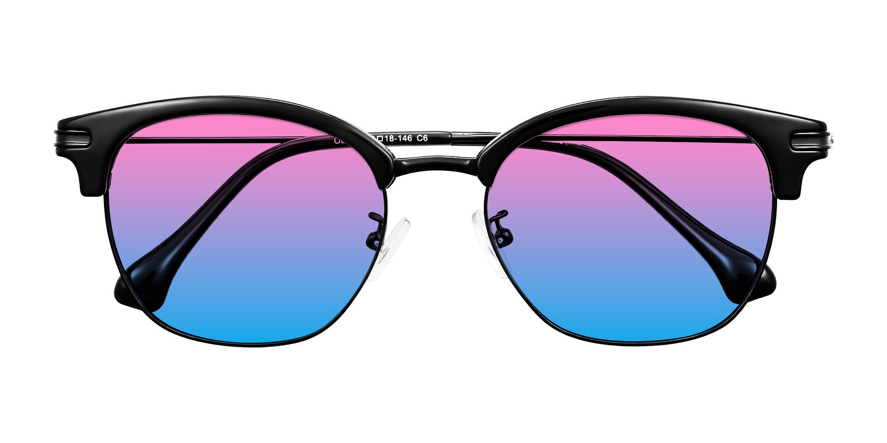 Folded Front of Obrien in Black with Pink / Blue Gradient Lenses