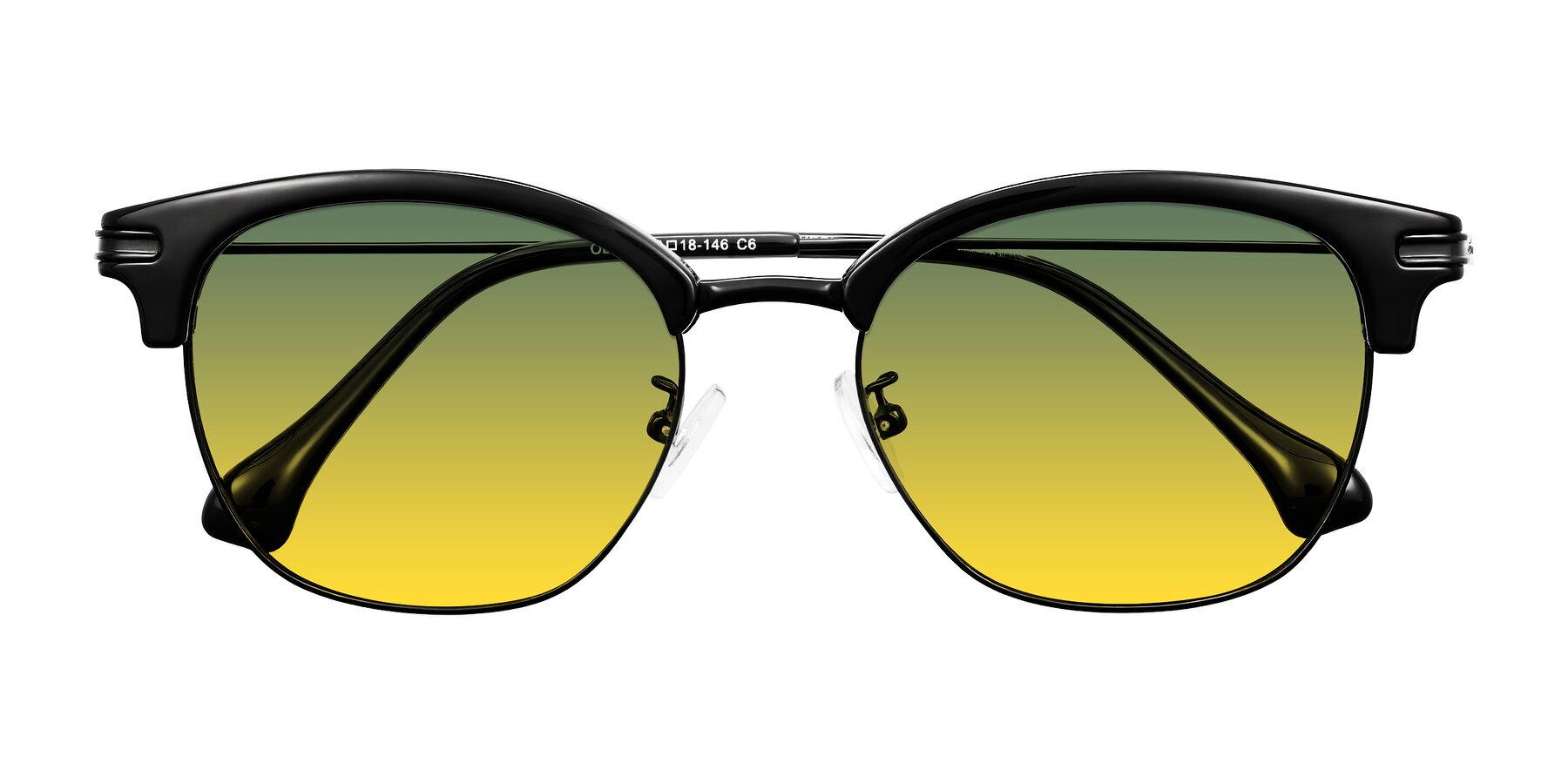 Folded Front of Obrien in Black with Green / Yellow Gradient Lenses
