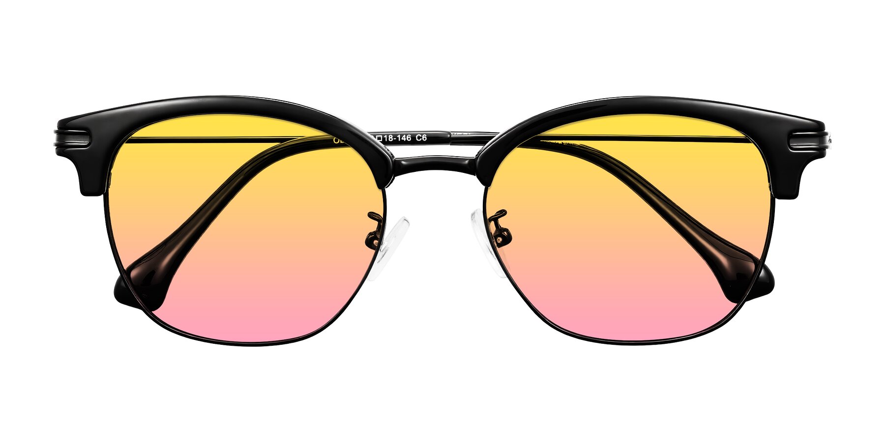 Folded Front of Obrien in Black with Yellow / Pink Gradient Lenses