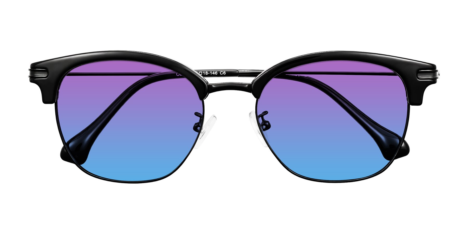 Folded Front of Obrien in Black with Purple / Blue Gradient Lenses