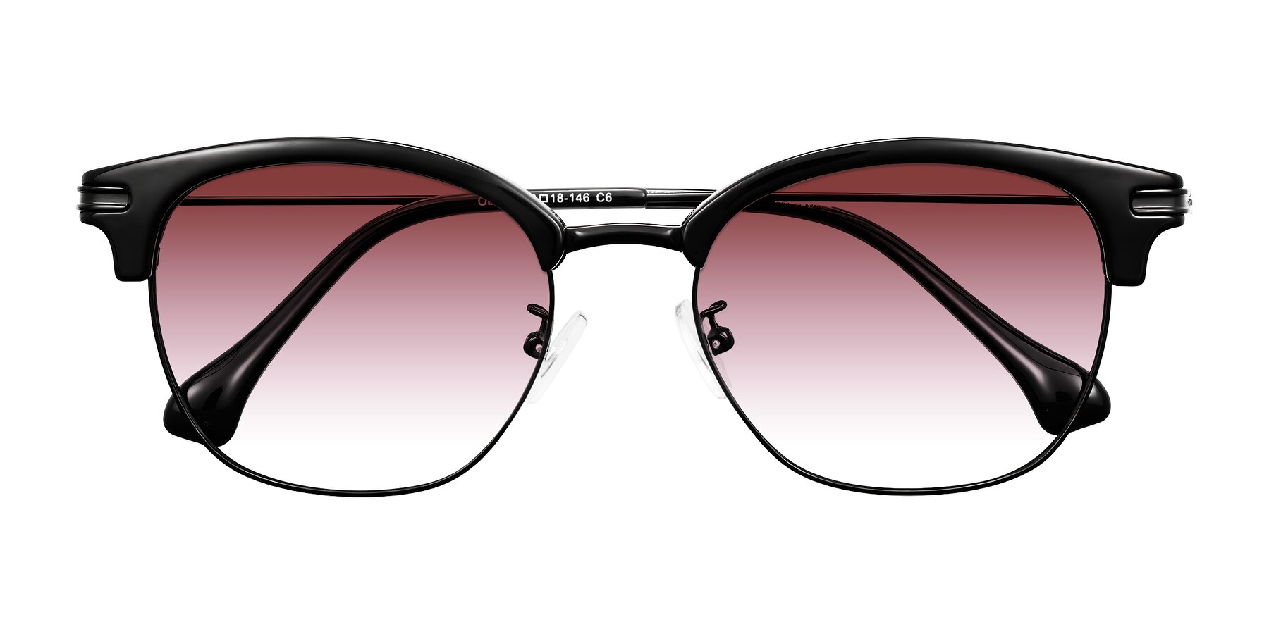 Folded Front of Obrien in Black with Garnet Gradient Lenses