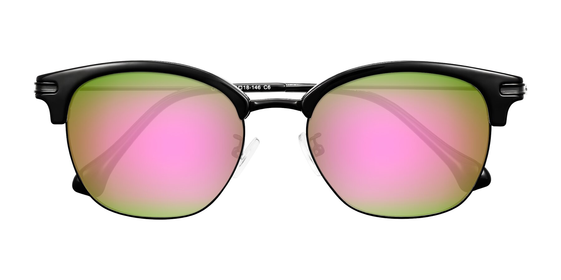 Folded Front of Obrien in Black with Pink Mirrored Lenses