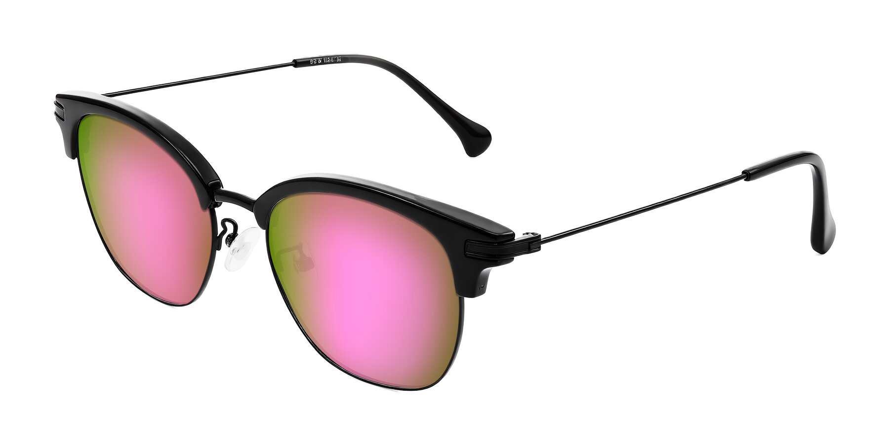 Angle of Obrien in Black with Pink Mirrored Lenses