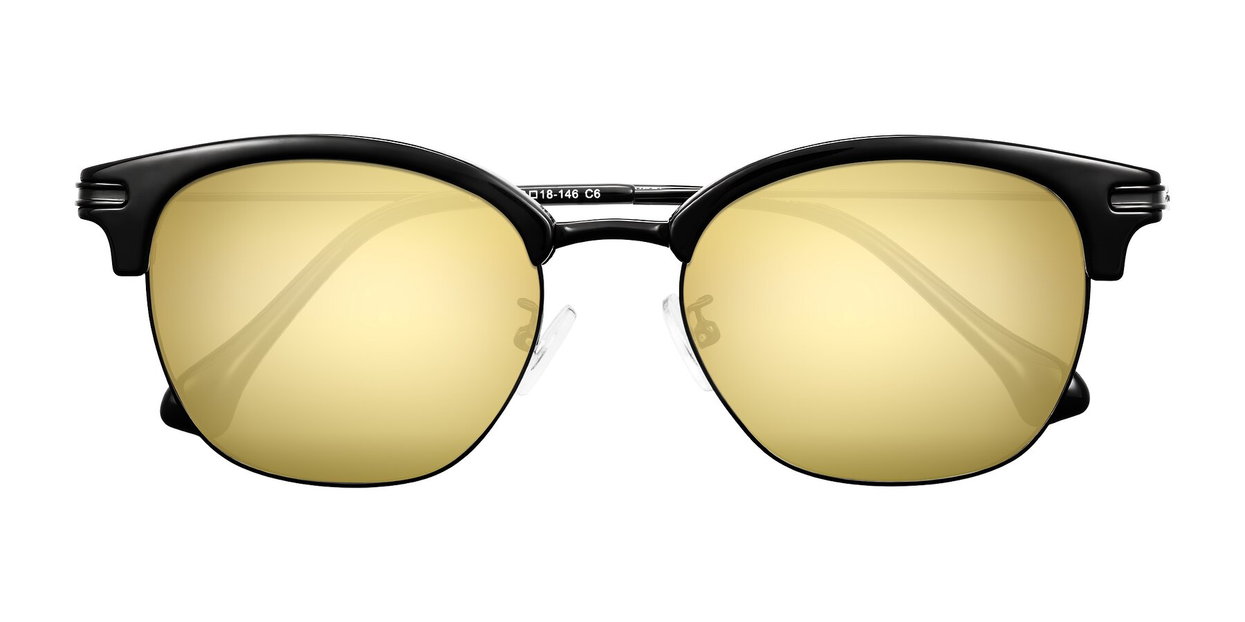 Folded Front of Obrien in Black with Gold Mirrored Lenses