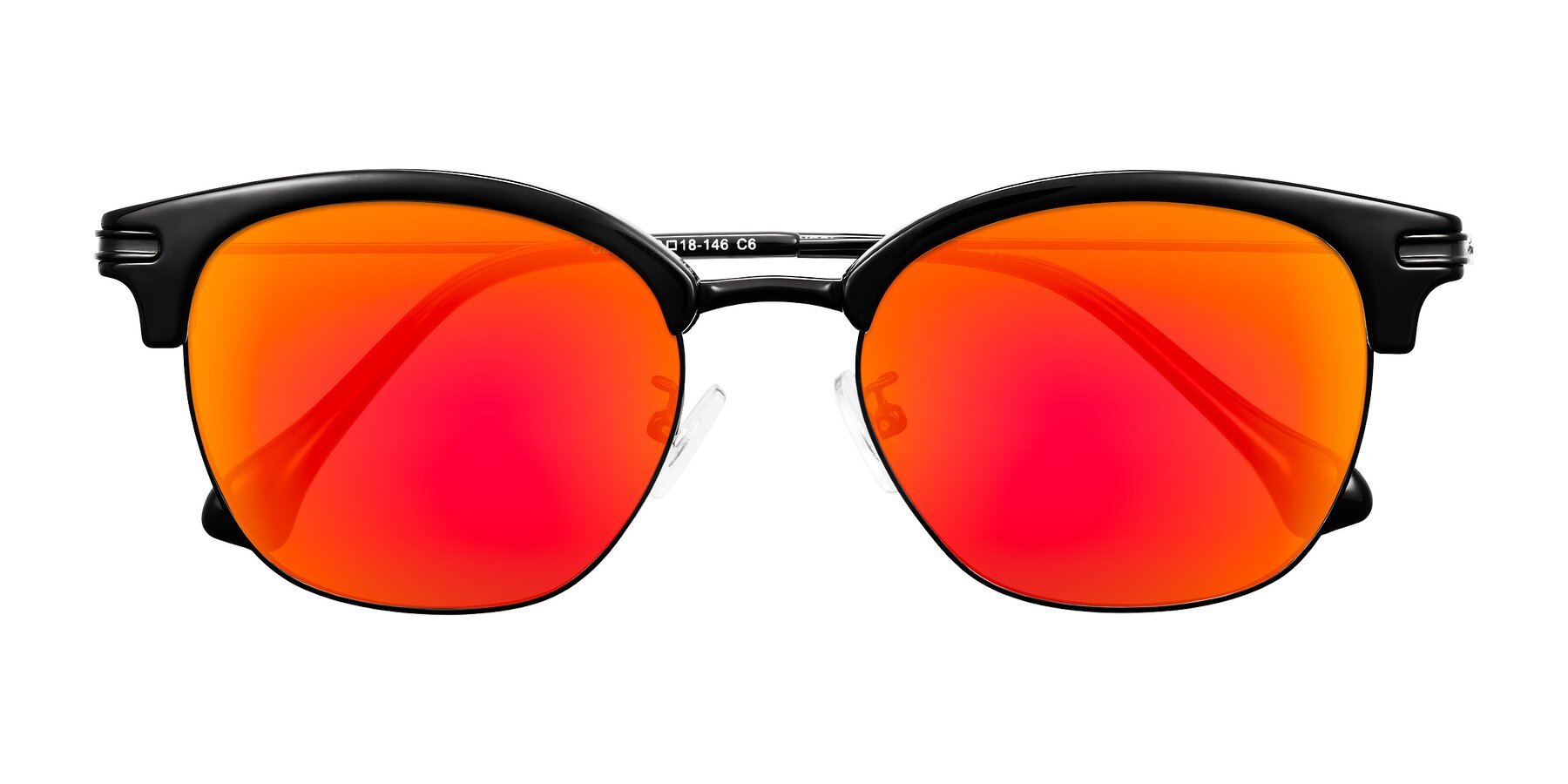 Folded Front of Obrien in Black with Red Gold Mirrored Lenses