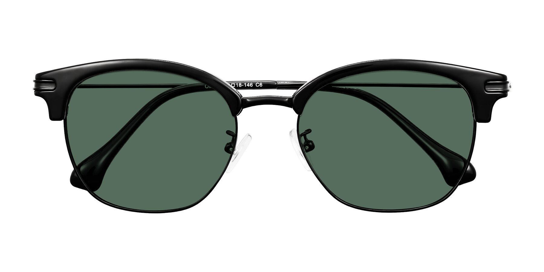 Folded Front of Obrien in Black with Green Polarized Lenses