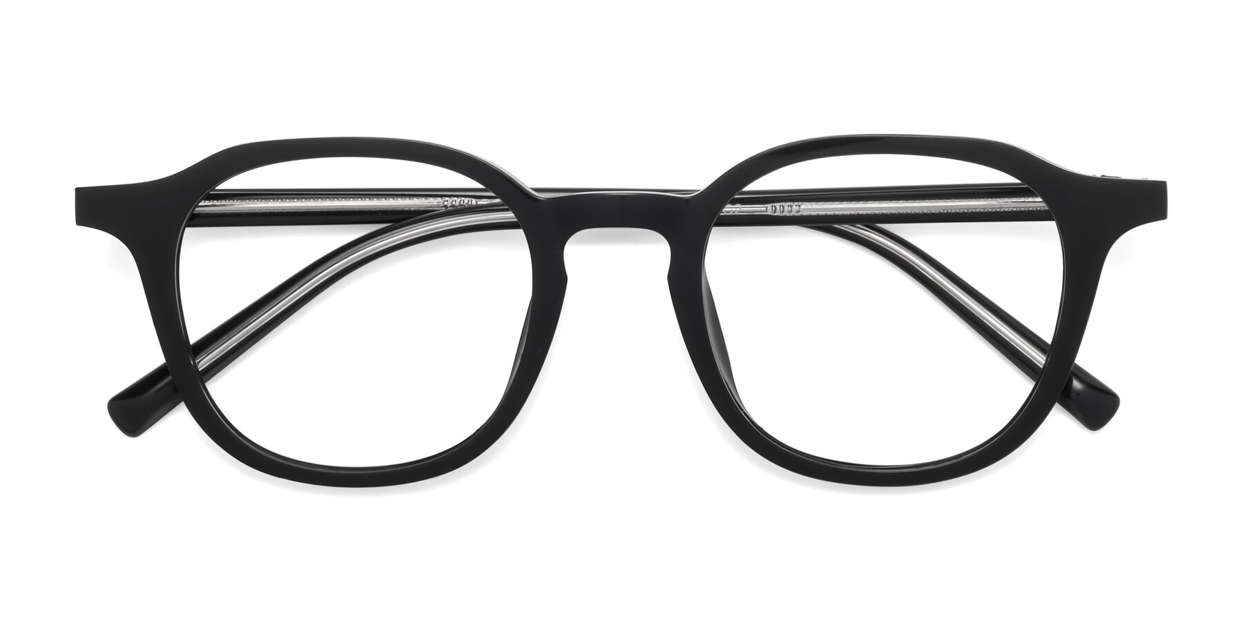 Folded Front of LaRode in Black with Clear Eyeglass Lenses