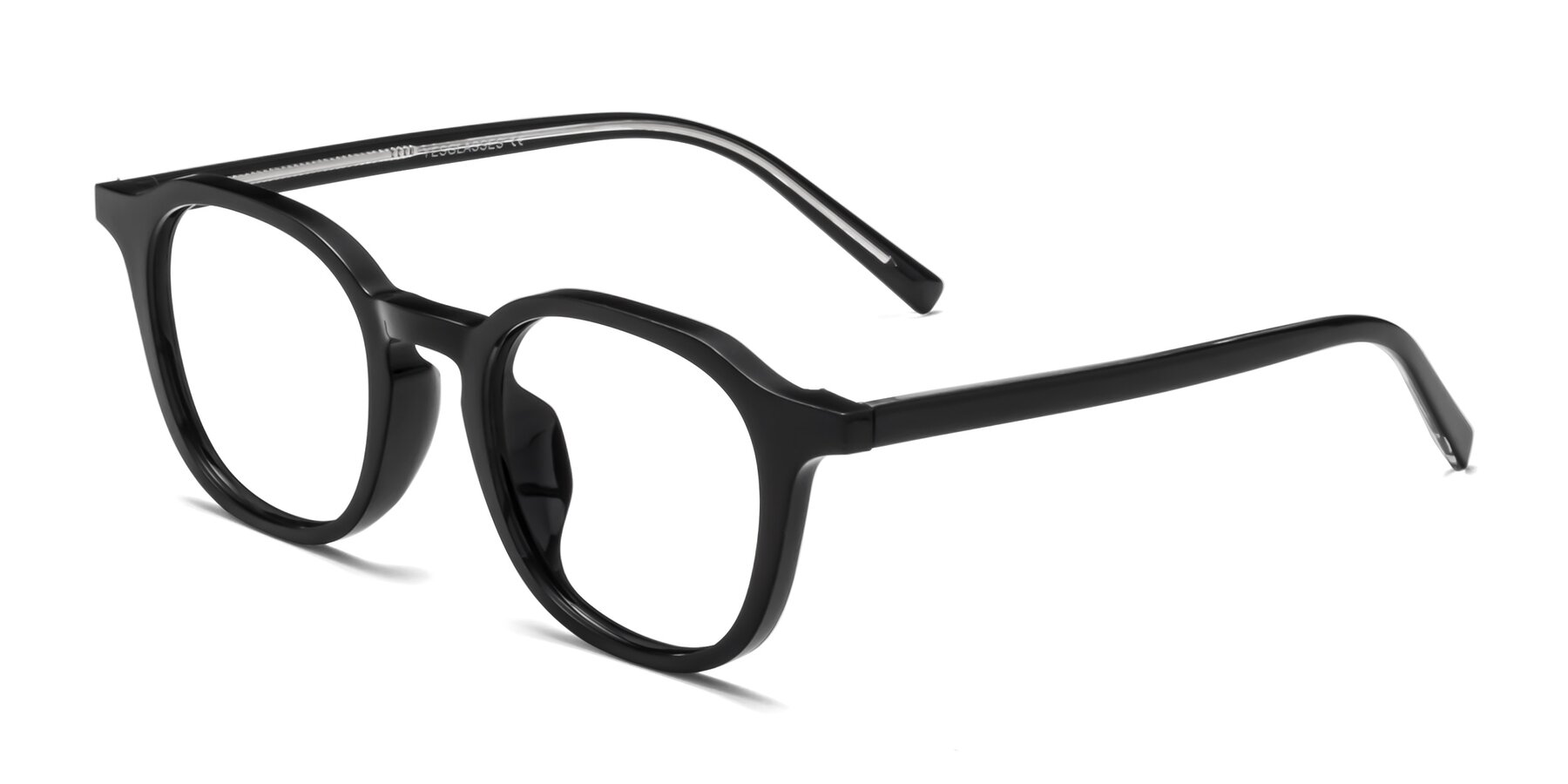 Angle of LaRode in Black with Clear Eyeglass Lenses