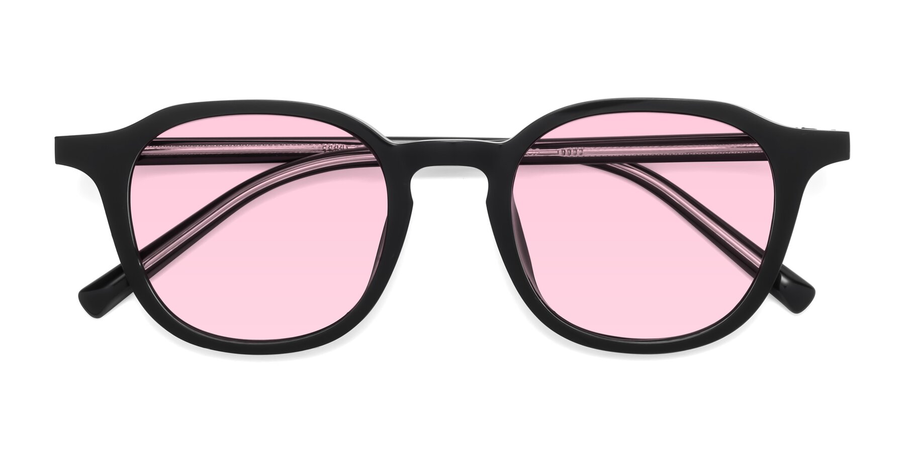 Folded Front of LaRode in Black with Light Pink Tinted Lenses