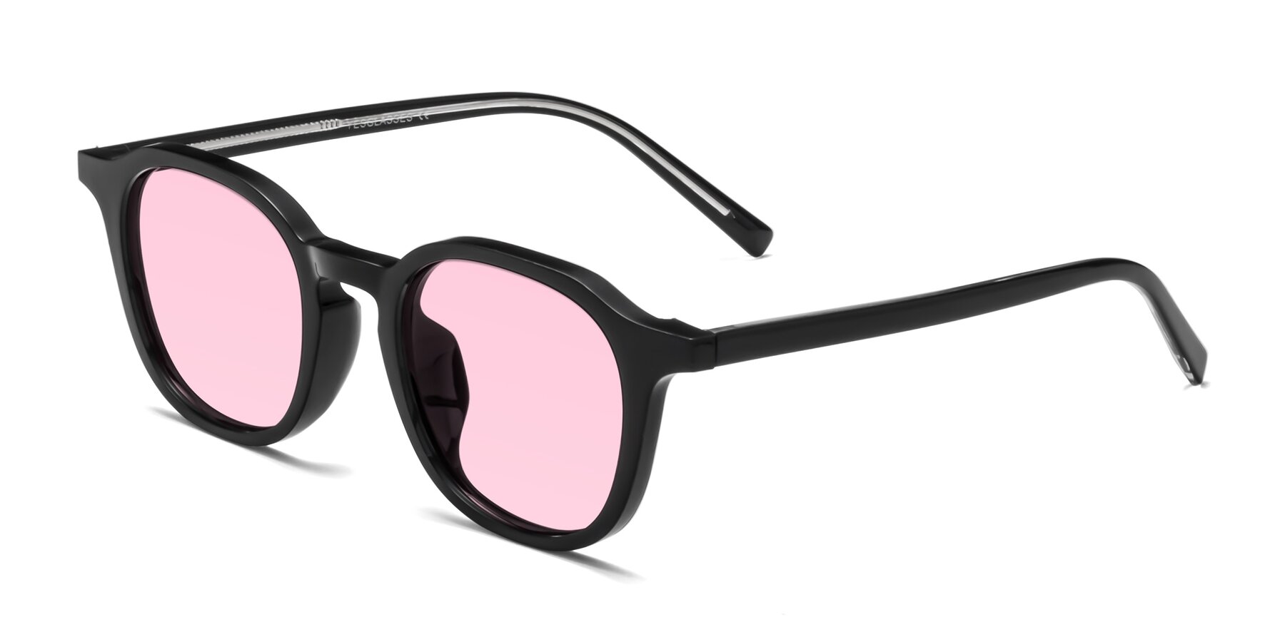 Angle of LaRode in Black with Light Pink Tinted Lenses