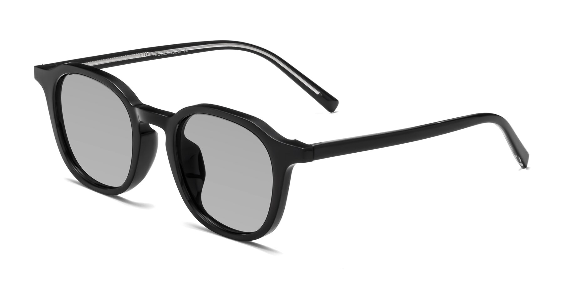 Angle of LaRode in Black with Light Gray Tinted Lenses