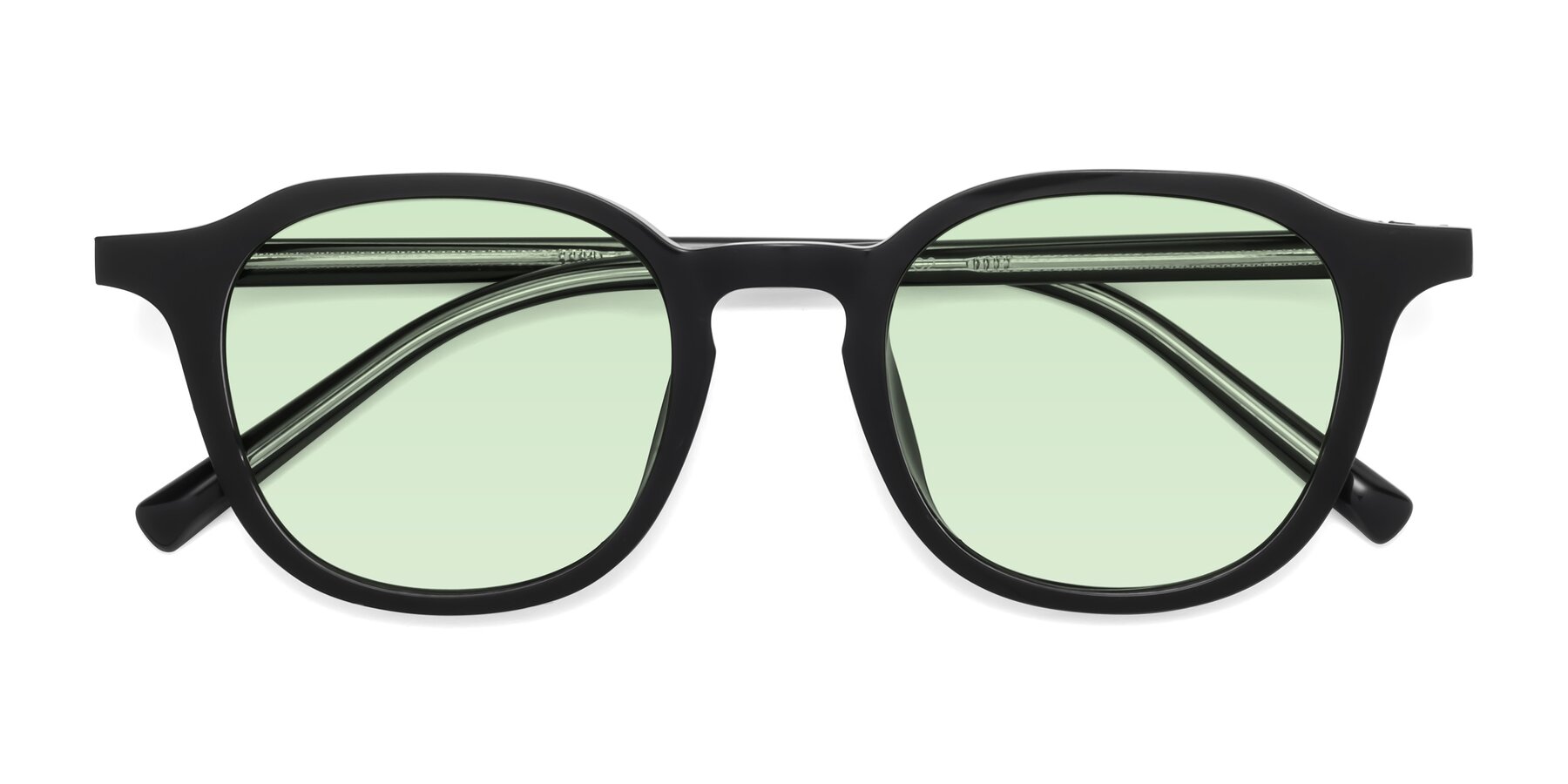 Folded Front of LaRode in Black with Light Green Tinted Lenses