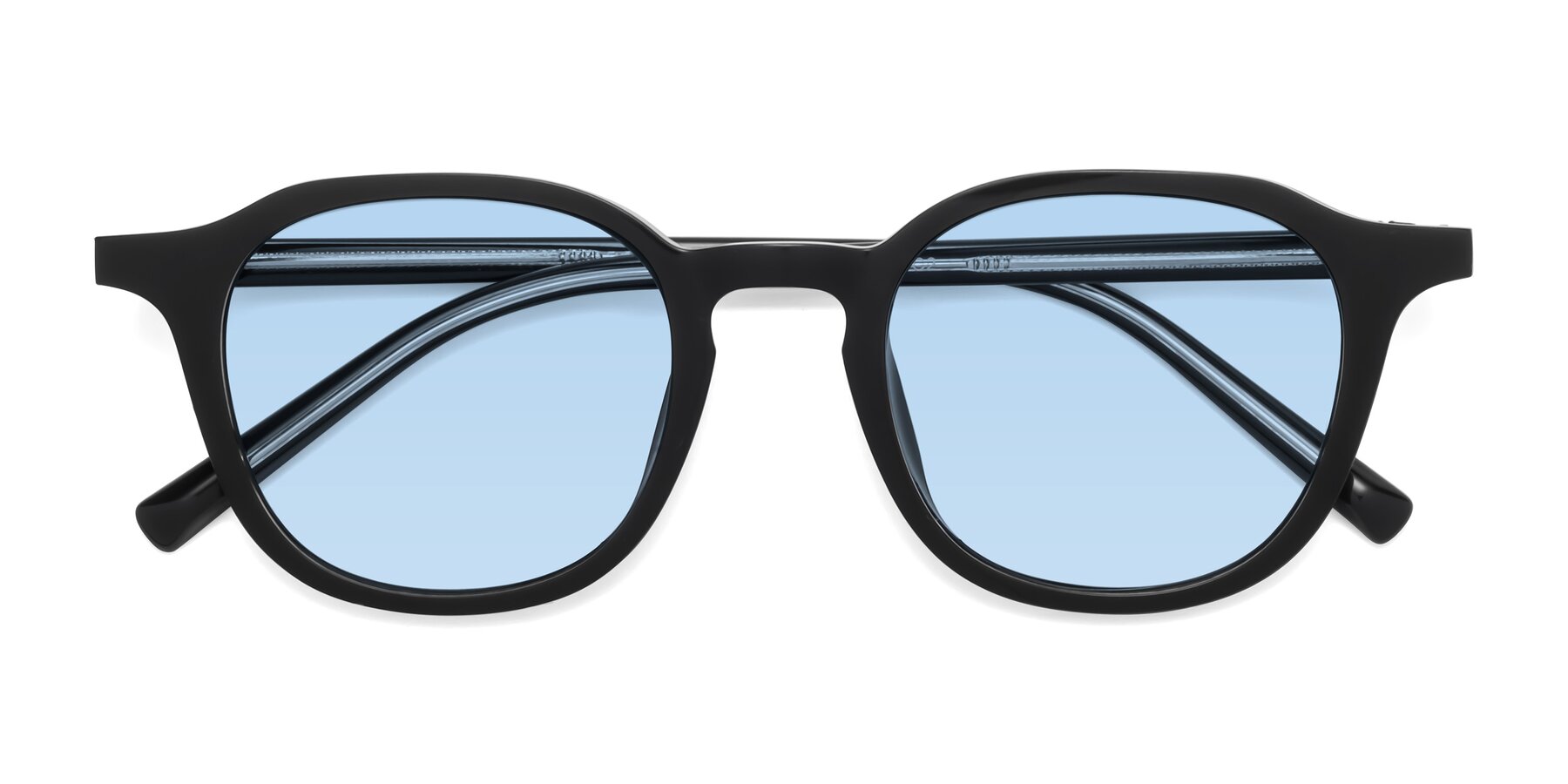 Folded Front of LaRode in Black with Light Blue Tinted Lenses