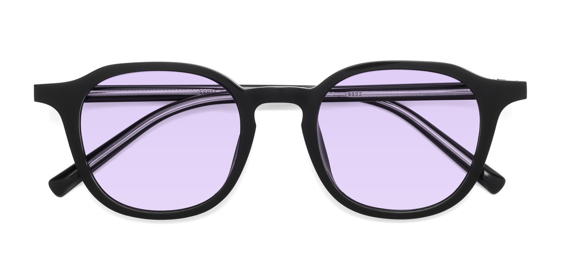 Folded Front of LaRode in Black with Light Purple Tinted Lenses