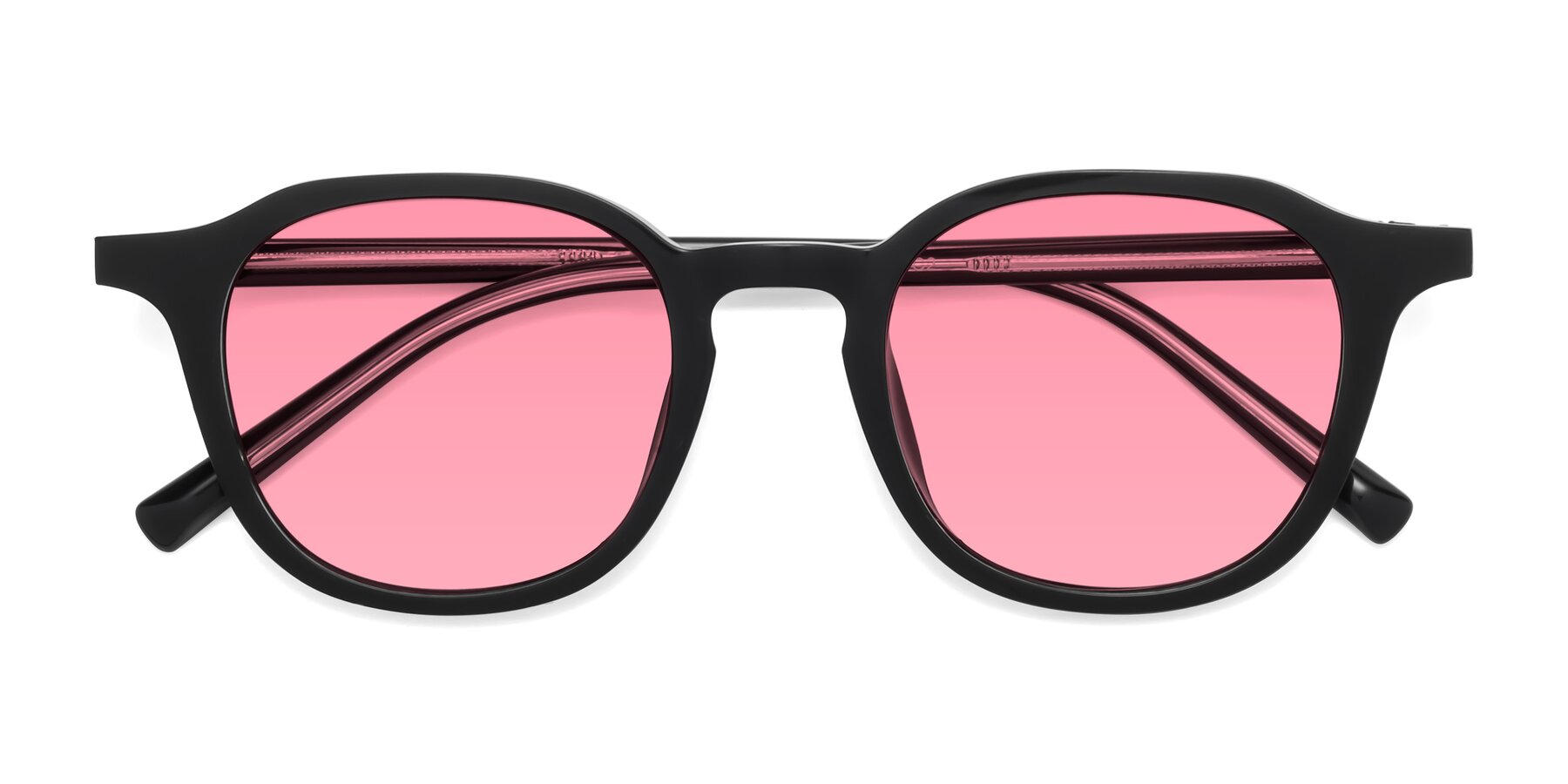 Folded Front of LaRode in Black with Pink Tinted Lenses