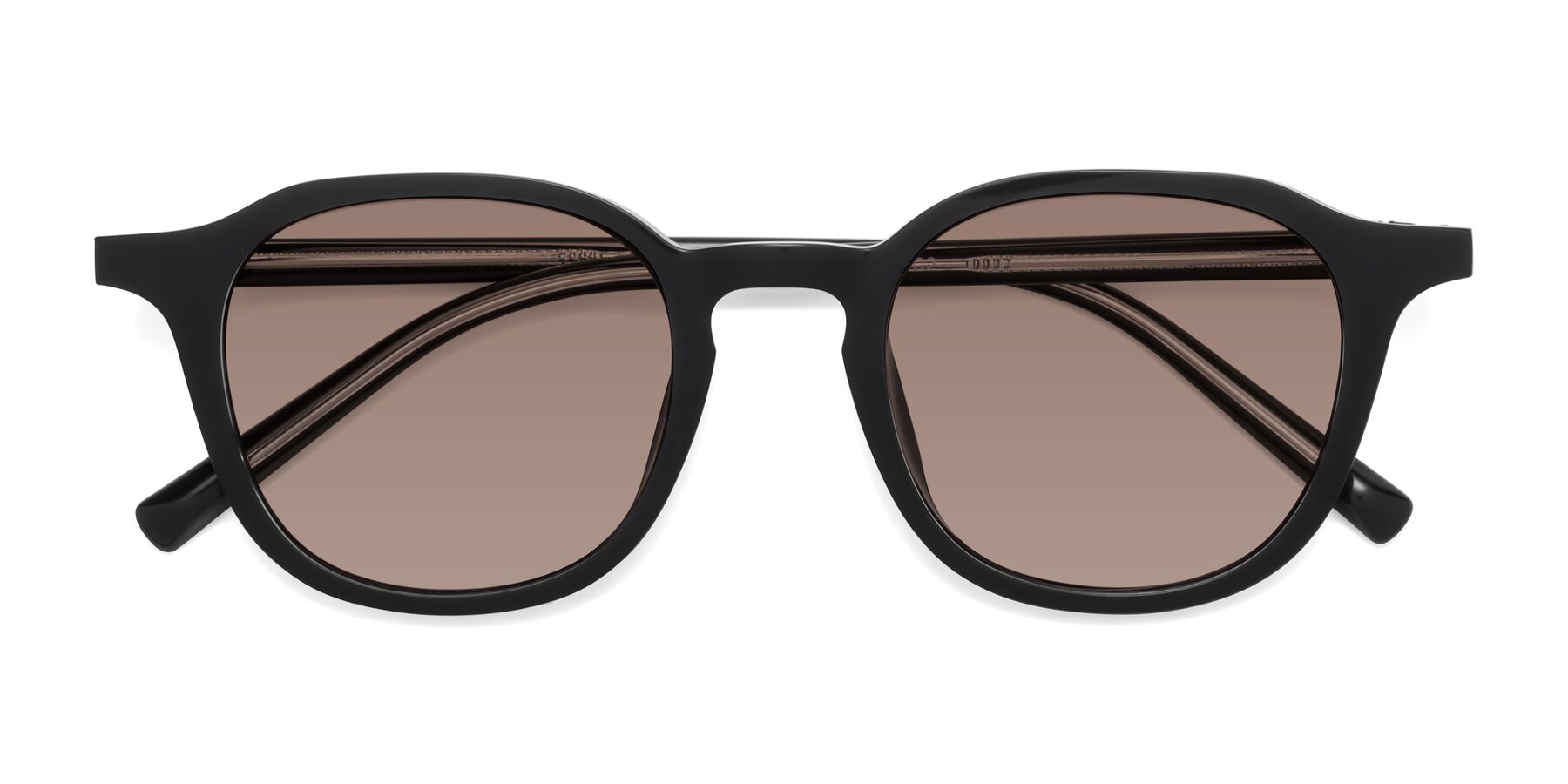Folded Front of LaRode in Black with Medium Brown Tinted Lenses