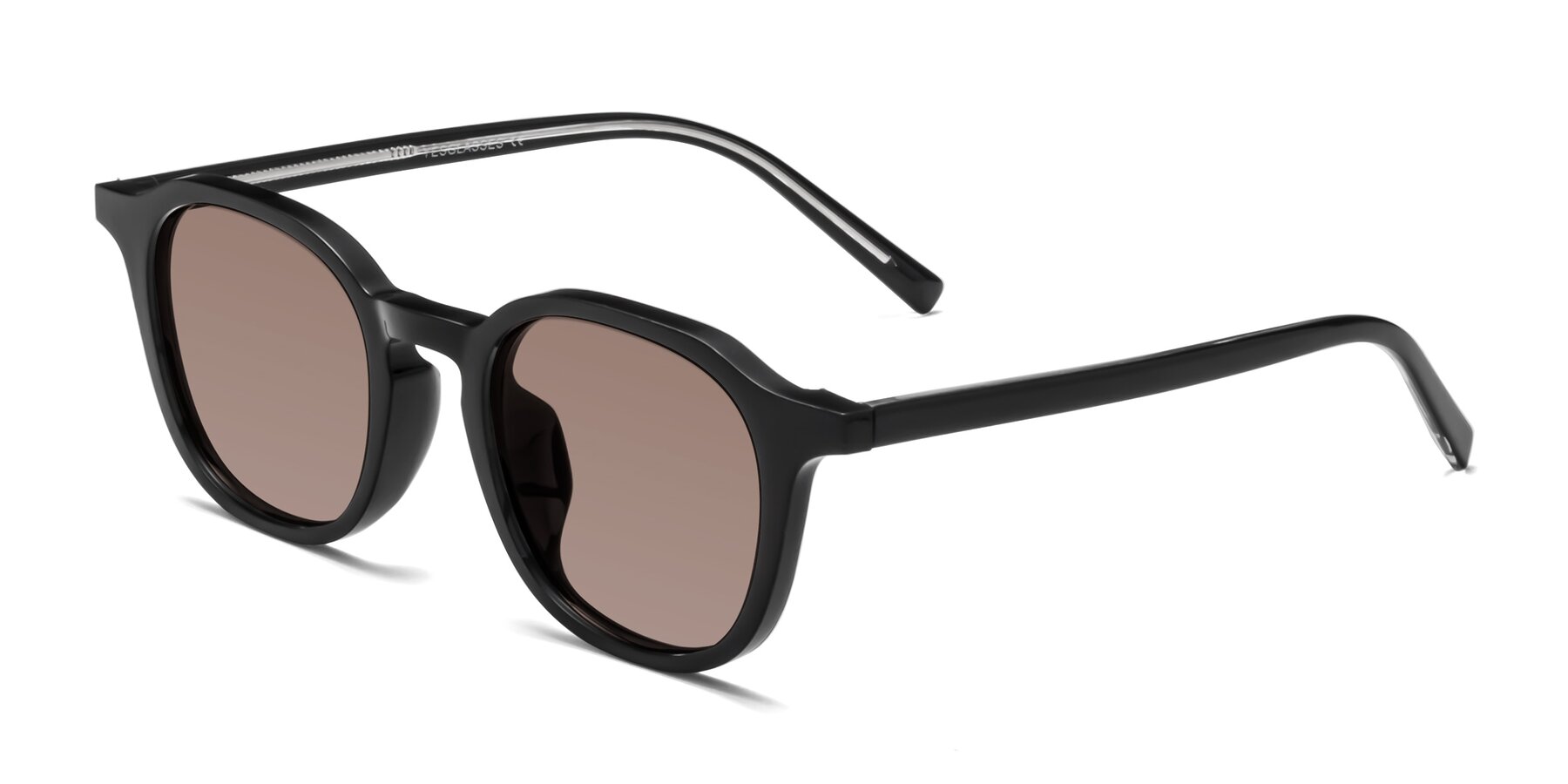 Angle of LaRode in Black with Medium Brown Tinted Lenses
